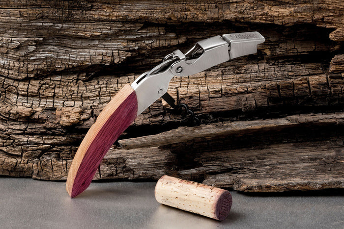 Tire-bouchon sommelier Ligne W Origine manche en chêne finition lie de vin