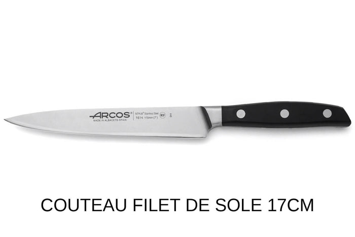 Trousse 8 places Arcos & Euro-Toques Manhattan - 4 couteaux forgés + 1 éplucheur