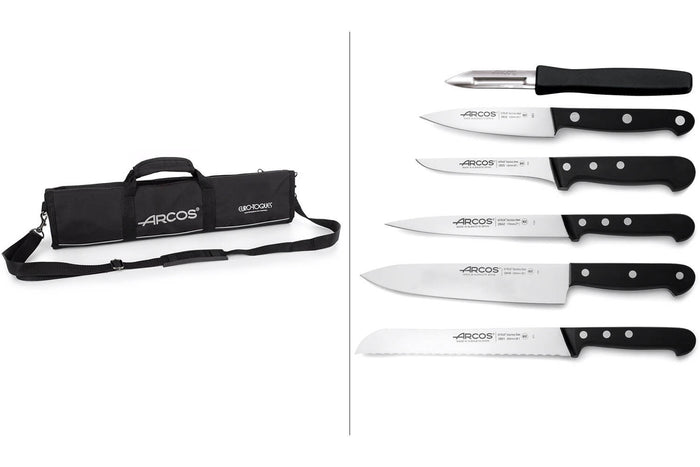 Trousse 8 places Arcos & Euro-Toques Universal + 5 couteaux forgés + 1 éplucheur