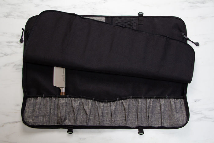 Trousse vide noire 12 emplacements en bouteille recyclée Messermeister Preservation