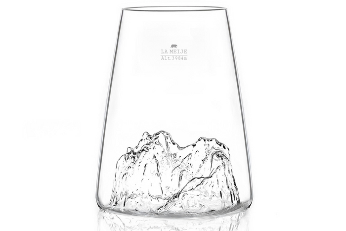 Verre à spiritueux long Alaskan Maker Topographic La Meije en verre cristallin