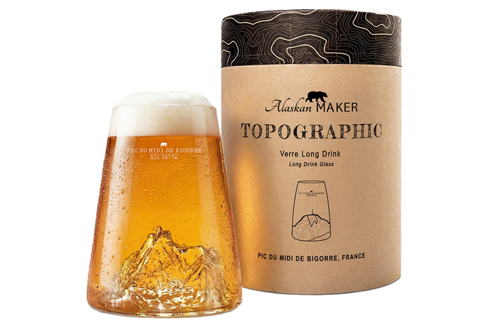 Verre à spiritueux long Alaskan Maker Topographic Pic du midi de Bigorre en verre cristallin