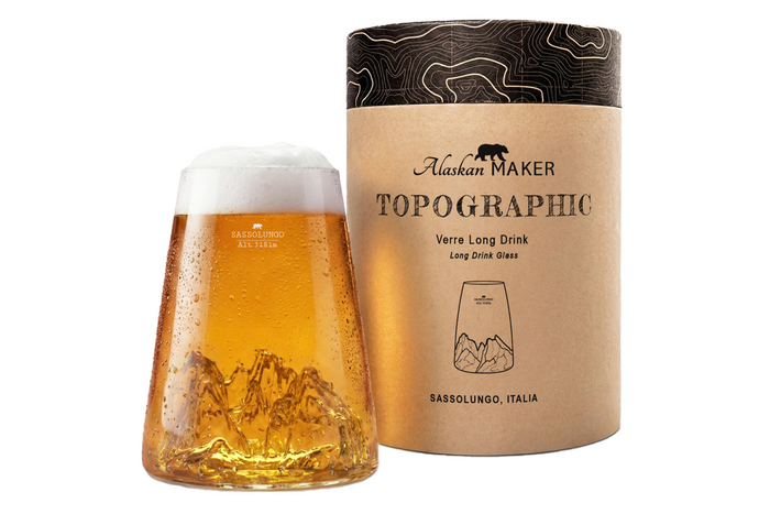 Verre à spiritueux long Alaskan Maker Topographic Sassolungo en verre cristallin