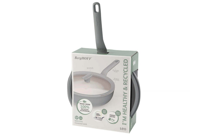 Wok antiadhérent Berghoff Leo Balance Moonmist avec couvercle 28cm