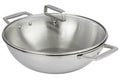 Wok Cristel Castel'Pro 28cm en acier inoxydable 18/10 3 ply 2 anses fixes avec couvercle