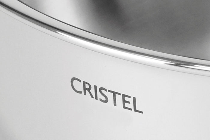 Wok Cristel Castel'Pro 28cm en acier inoxydable 18/10 3 ply 2 anses fixes avec couvercle