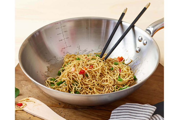 Wok De Buyer Alchimy 28cm en inox 18/10 multicouches 3 plis