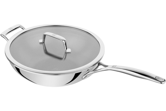 Wok Zwilling Peak Ceraforce® HyCoat en inox et revêtement céramique avec couvercle en verre 30cm