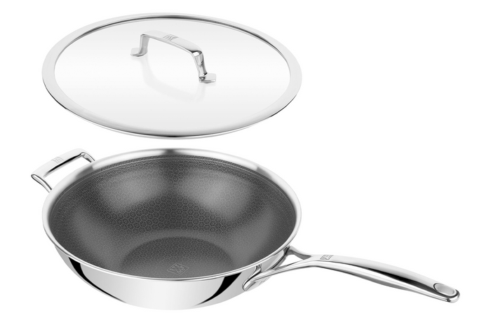Wok Zwilling Peak Ceraforce® HyCoat en inox et revêtement céramique avec couvercle en verre 30cm
