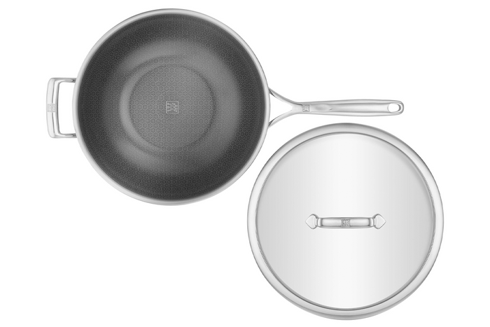Wok Zwilling Peak Ceraforce® HyCoat en inox et revêtement céramique avec couvercle en verre 30cm